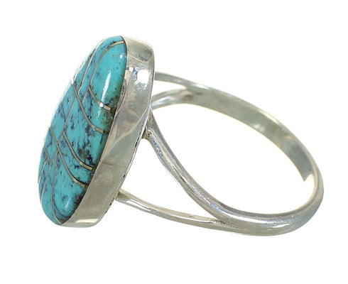 Turquoise Inlay Silver Southwest Ring Size 6-1/2 YX70630